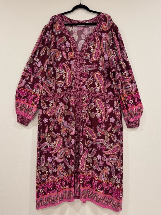 Susan Graver Dresses & Skirts - Susan Graver Paisley Floral Boho Midi Dress Comfy Stretch 3X